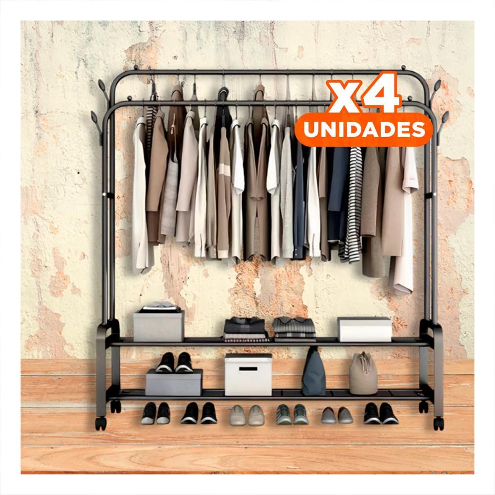 Pack4 Organizador con Diseno Practico para Sala y Oficina con Colgador Doble Negro