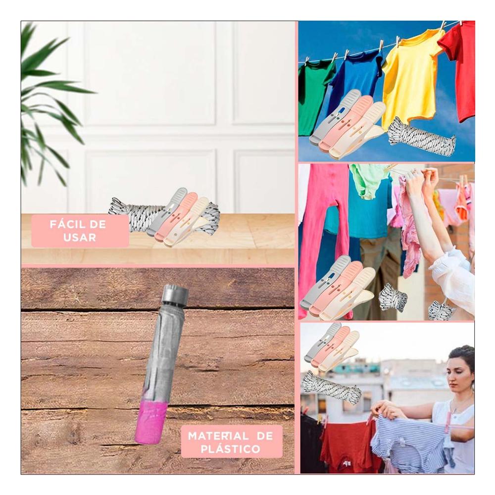 Ganchos de Plastico para Ropa Multicolor con Tres Colores y Cuerda