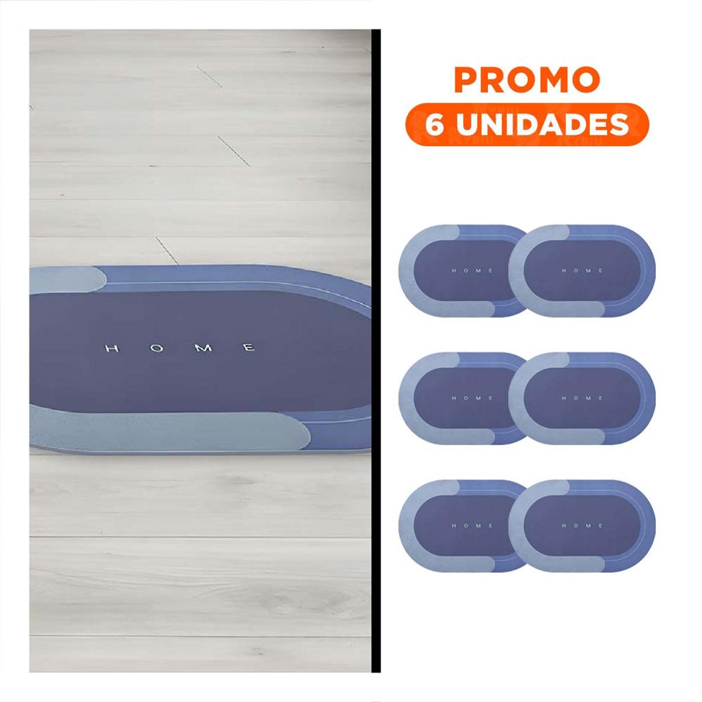 Pack6 Colchoneta Ovalada Home Azul Acero para Casa Uso Diario y Decoracion Interior