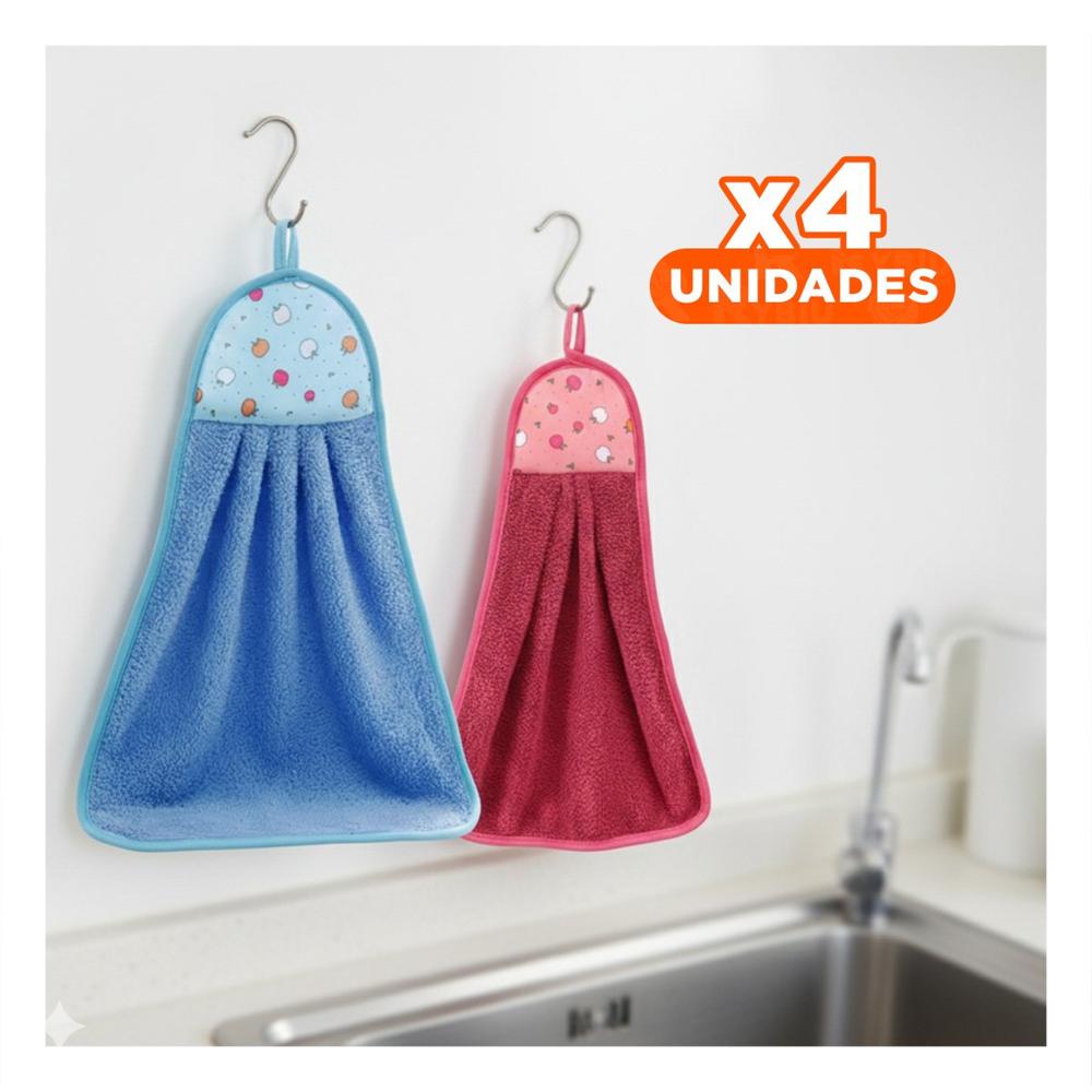 Pack4 Lote Toallas 2 Piezas Fucsia y Azul Colgador Suave 28x38cm