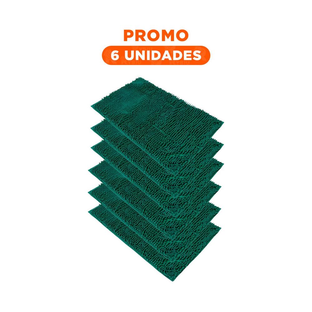 Pack6 Alfombrilla Rectangular Decorativa Microfibra 40x60cm Verde oscuro para Piso