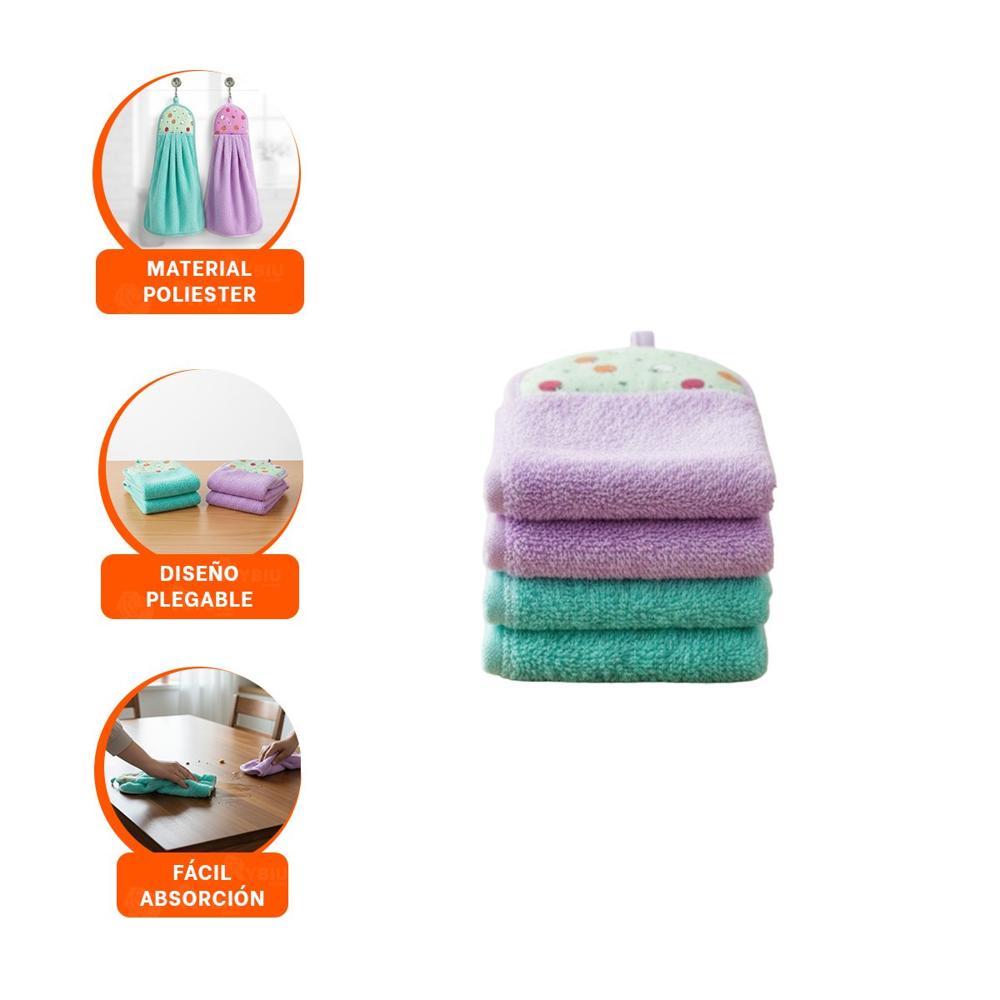 Juego Moderno 2 Piezas Morado y Verde Agua Colgador Hogar 28x38cm Y+Ligas Regalo