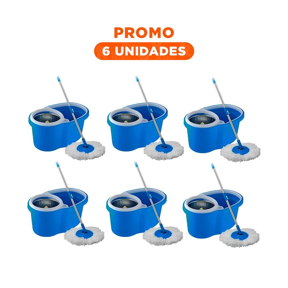 Pack6 Utensilio Giratorio 360 con Balde Centrifugador Rojo para Limpieza del Hogar