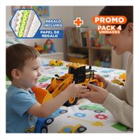Pack4 Equipo de Construccion a Control Remoto Excavadora Brazo Inferior Amarillo Y+Papel Regalo