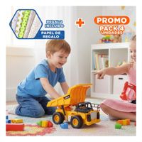 Pack4 Sistema de Volquete a Control Remoto Amarillo Infantil para Diversion Y+Papel Regalo