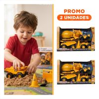 Pack2 Lote de Construccion con Casco y 3 Carros para Juego Imaginativo en color Amarillo