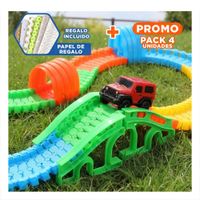 Pack4 Sendero de Colores con Carro Juguete para Niños Alegre y Creativo Y+Papel Regalo