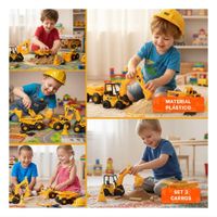 Kit de Juguete con Casco y 3 Carros de Construccion para Juego Color Amarillo Y+Post It