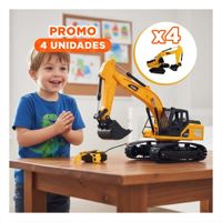 Pack4 Equipo de Trabajo Excavadora a Control Remoto Brazo Largo Amarillo