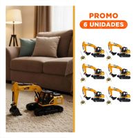 Pack6 Maquina de Ingenieria Excavadora a Control Remoto Brazo Largo Amarillo