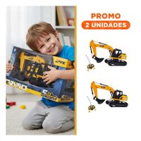 Pack2 Juguete de Trabajo Excavadora a Control Remoto Brazo Largo Amarillo