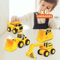 Pack6 Camiones de Construccion para Ninos con 4 Unidades Amarillas para Y+Regalo Sticker