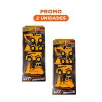 Pack2 Maquinas de Construccion con 4 Unidades Amarillas Inspiradas en Obras Reales