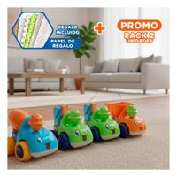 Pack2 Coleccion de Juguetes de Construccion Truck Multicolor Set 4 Y+Papel Regalo
