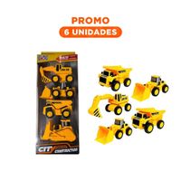 Pack6 Camiones de Construccion de Juguete con 4 Unidades Amarillas para Uso en Interiores