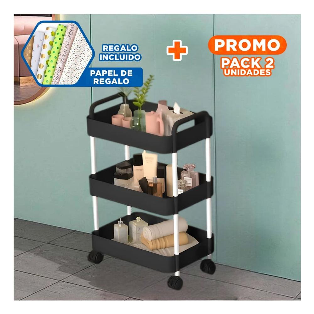 Pack2 Torre de Repisas de Color Negro de Modelo Unico en Hogar Real Y+Papel Regalo