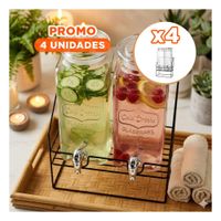 Pack4 Jarra Doble Bebida Transparente 2,2L con Base para Reuniones