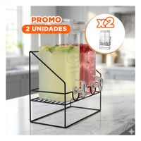 Pack2 Contenedor Doble Bebida Transparente 2,2L con Grifo para Eventos Y+Regalo Sticker