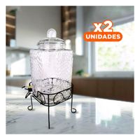 Pack2 Presentacion de Bebida Transparente 6L con Base Metalica para Casa Y+Regalo Sticker