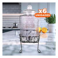 Pack6 Propuesta de Bebida Transparente 6L con Base Metalica para Eventos Y+Regalo Sticker