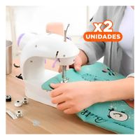 Pack2 Equipo de Coser Portatil con Mesa y Tonos Blanco Morado Balanceados Y+Regalo Sticker