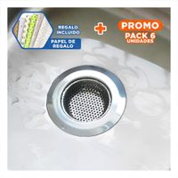 Pack6 Rejilla de Drenaje Plateado con Funcion Filtradora y Medida Exacta 7cm Y+Papel Regalo