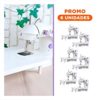 Pack6 Maquina de Coser con Toques Morados y Mesa Portatil Blanco Practica