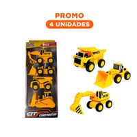 Pack4 Camiones de Construccion Infantiles con 4 Carritos Amarillos para Juego Y+Regalo Sticker