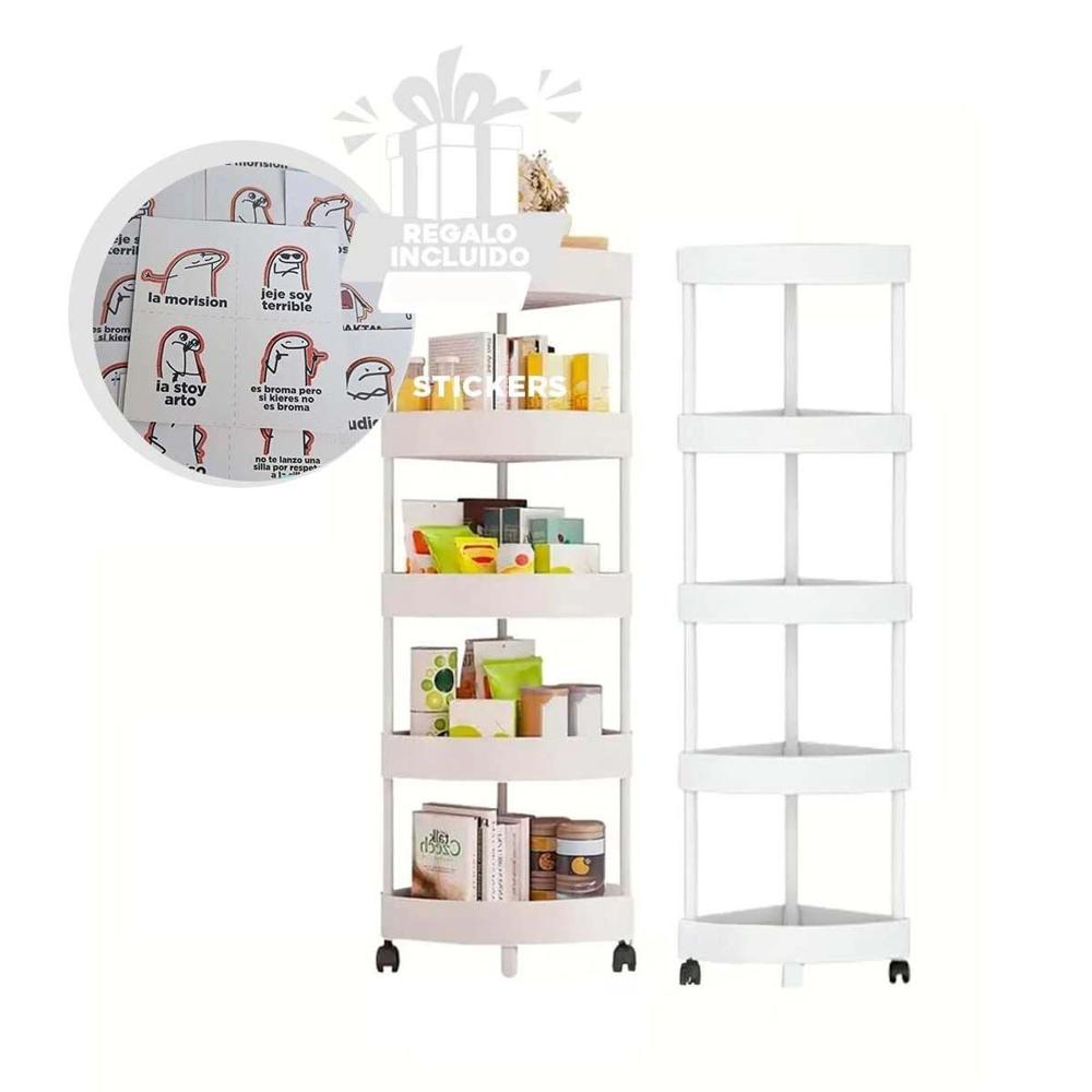 Soporte Practico 5 Niveles Con Ruedas Blanco Material Resistente y Ligero Y+Regalo Sticker