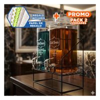 Pack2 Dispensador Doble Bebida Transparente 2,2L con Base para Mesa Y+Papel Regalo