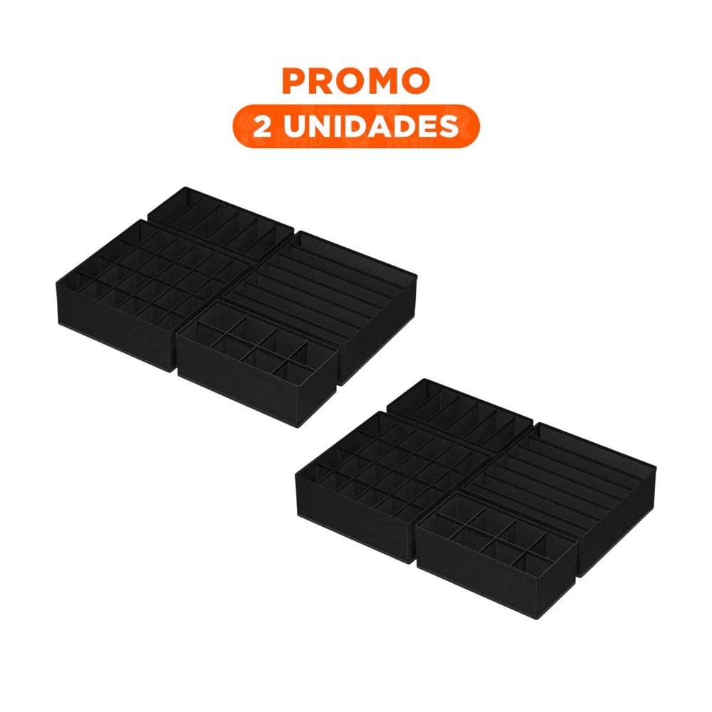 Pack2 Set Organizativo de Cajon para Ropa Interior en Negro Set de 4
