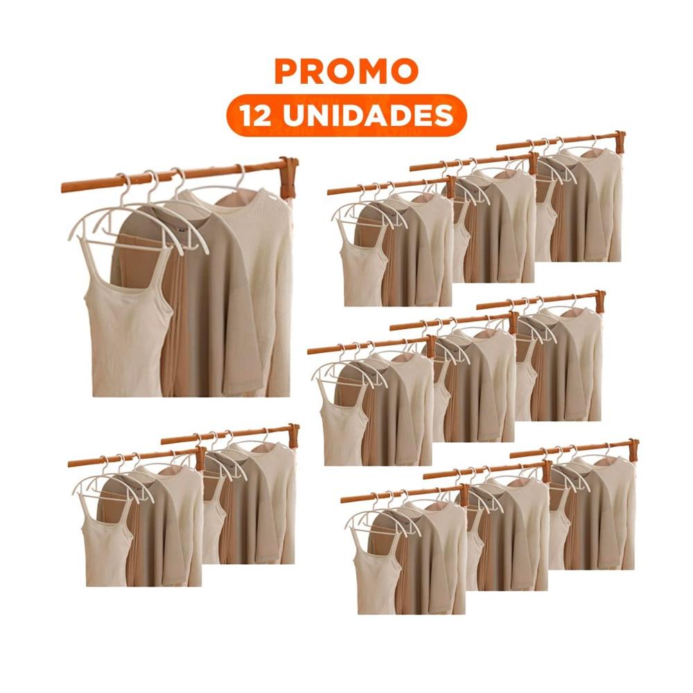 Pack12 Soporte Simple de Plastico Blanco Media Luna de 4 Piezas para Prendas Y+Regalo Sticker