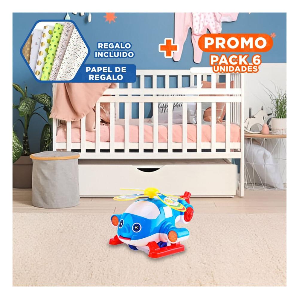 Pack6 Implemento Giratorio Jalador Azul para Ninos con Uso Interior Y+Papel Regalo