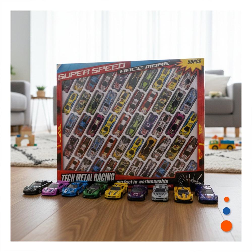Edicion 50 Carritos de Metal para Juego Imaginativo y Coleccion en Casa Y+Ligas Regalo