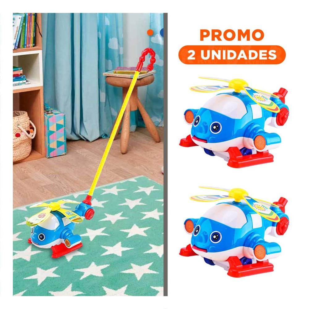 Pack2 Instrumento Giratorio Jalador Azul Infantil para Juegos Activos y Uso Diario