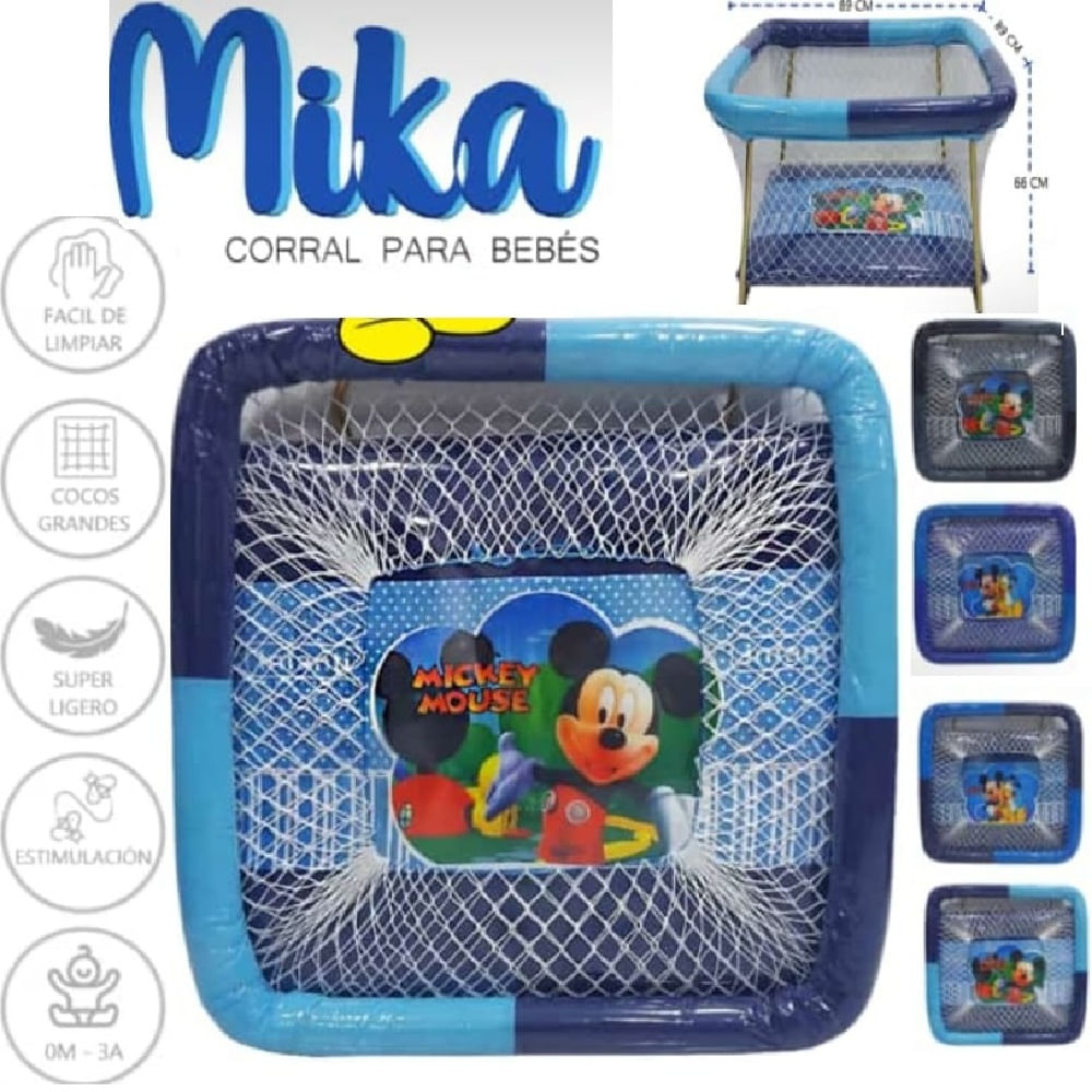 Corral para bebe Plastificada MIKA  89 cm largo x66 alto AZUL