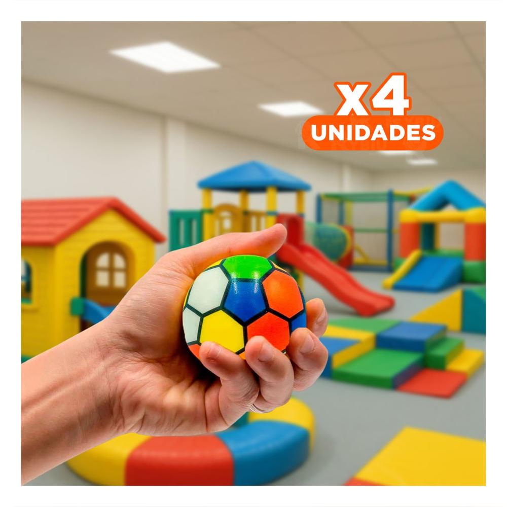 Pack4 Set12 Juego de Pelotas Antiestres Futbol Colores Relajacion Y+Regalo Sticker