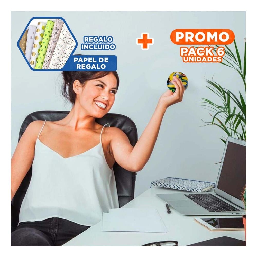 Pack6 Version Creativa de Pelotas Antiestres Set12 Rayas Curvas Colores Y+Papel Regalo