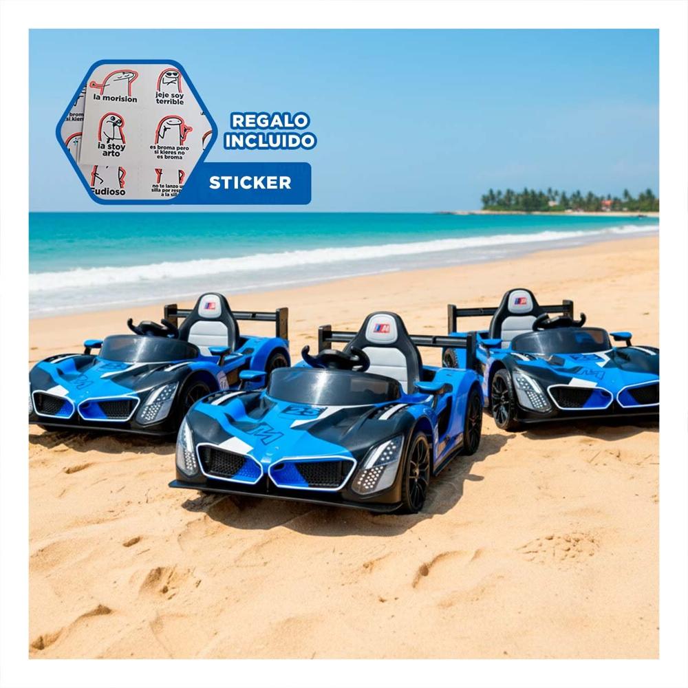 Auto Infantil a Bateria Azul Deportivo para Juego Seguro Y+Regalo Sticker
