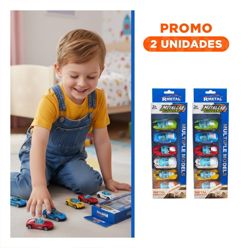 Pack2 Combo Infantil 6 Carritos Multicolor para Juego Compartido en Hogar