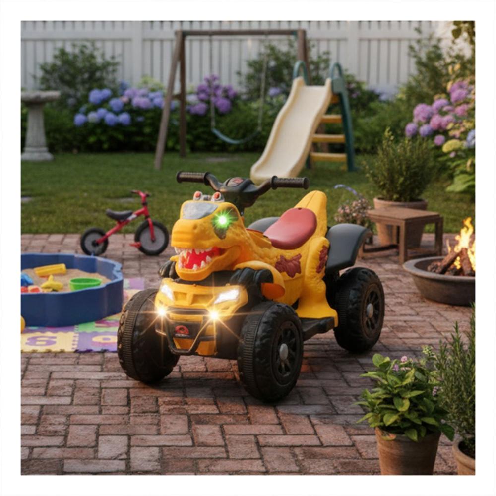 Cuatrimoto con Forma de Dinosaurio para Uso Recreativo Color Amarillo 42x72x45cm Y+Post It