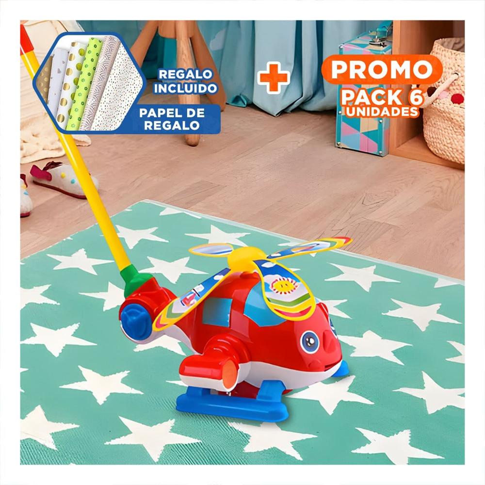 Pack6 Implemento Giratorio Jalador Rojo para Ninos con Uso Interior Y+Papel Regalo
