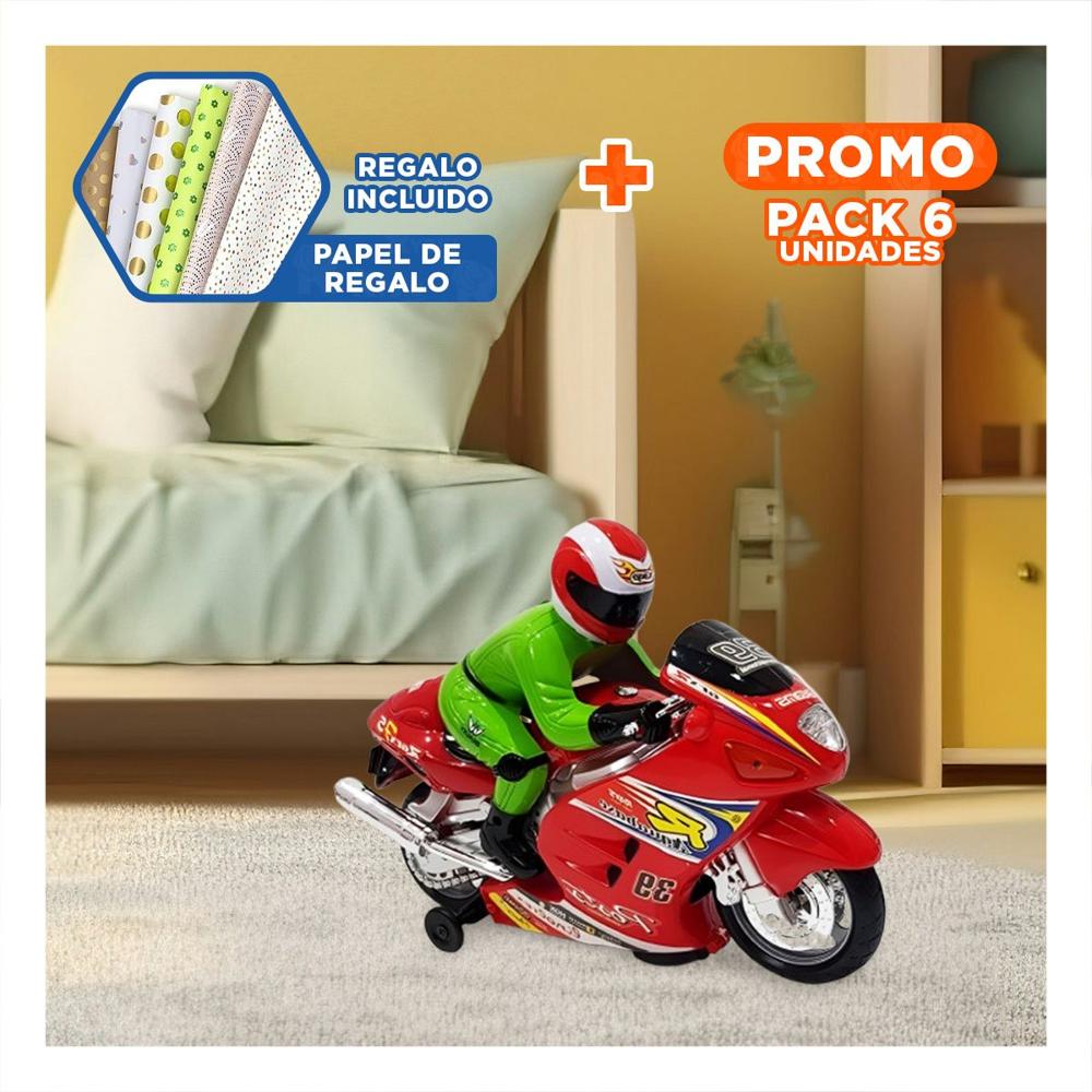 Pack6 Vehiculo Motorizado Deportivo con Piloto para Juego Infantil en Casa Y+Papel Regalo