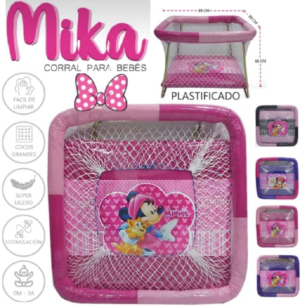 Corral para bebe Plastificada MIKA 89cm largo x66 alto Rosado
