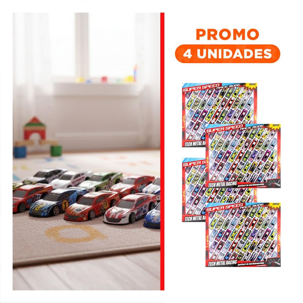 Pack4 Centro 50 Carritos de Metal para Juego Activo y Coleccion Organizada Y+Regalo Sticker
