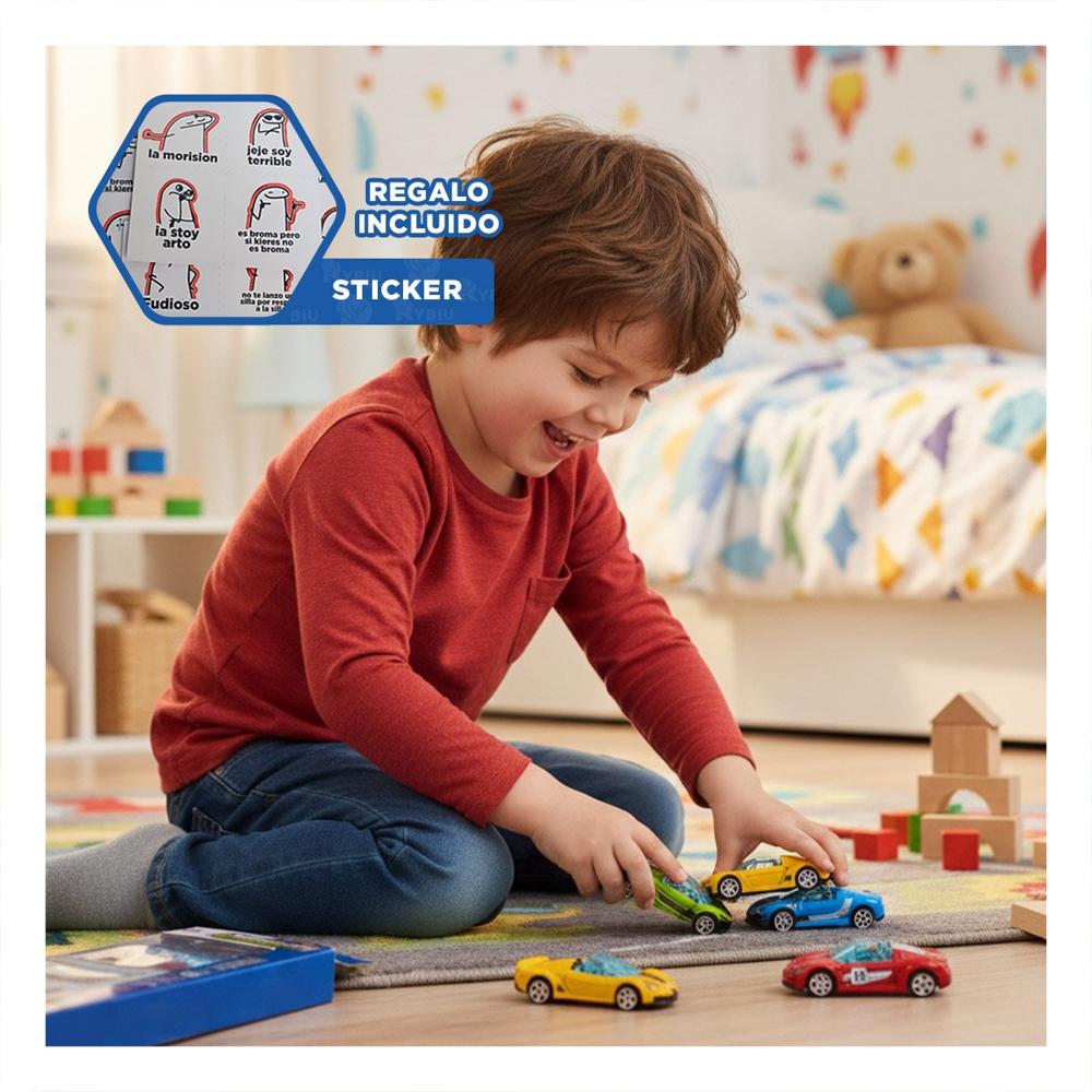 Variedad 6 Carritos Multicolor para Juegos de Rol en Casa Y+Regalo Sticker