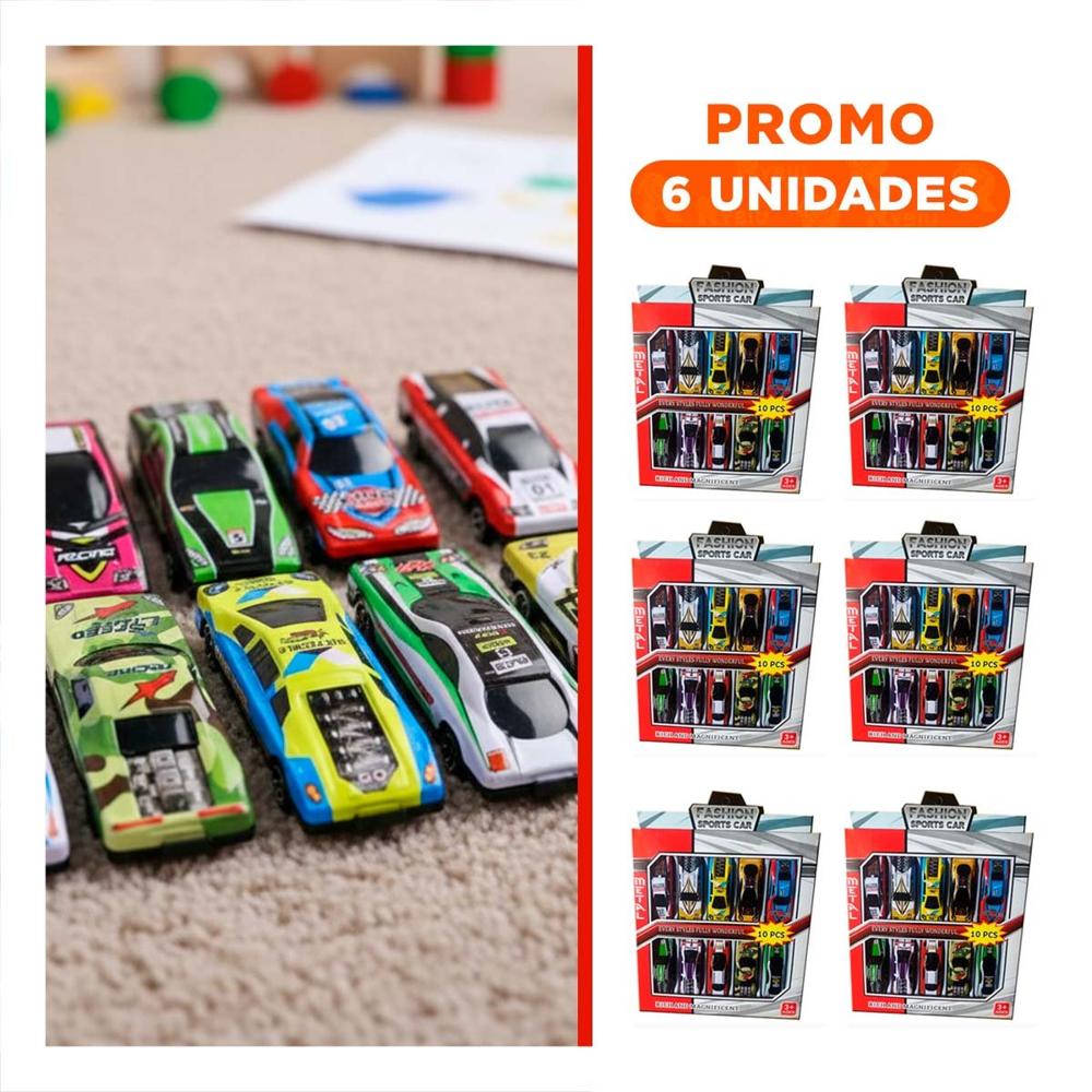Pack6 Grupo Autos Compactos 10 Carritos de Metal para Juego Imaginativo
