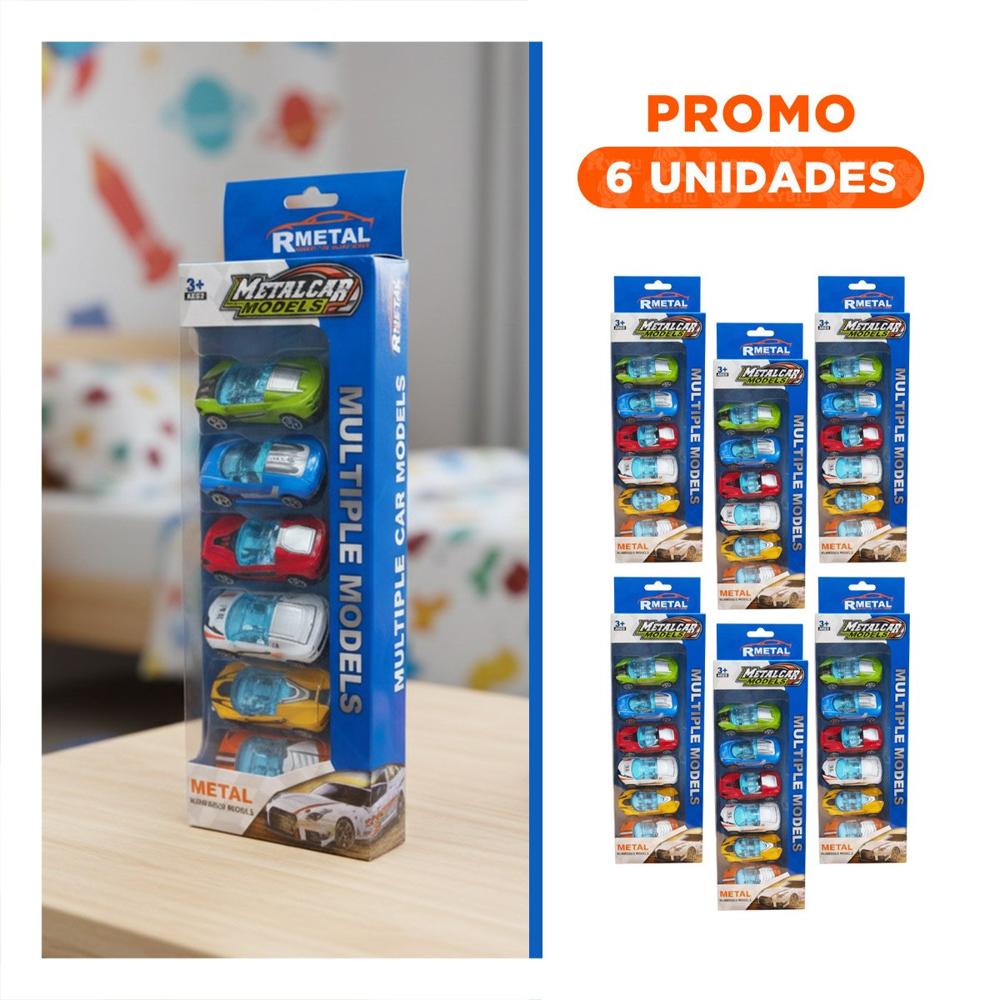 Pack6 Variedad 6 Carritos Multicolor para Diversion Familiar en Hogar