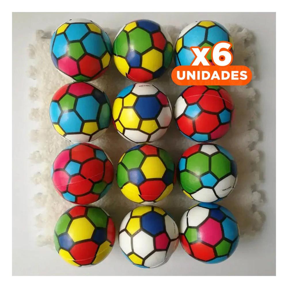 Pack6 Set12 Relax de Pelotas Antiestres Futbol Colores Reducir Estres