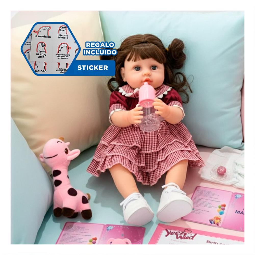 Recien Nacida Falsa con vestido volados Guinda Entretenimiento Y+Regalo Sticker